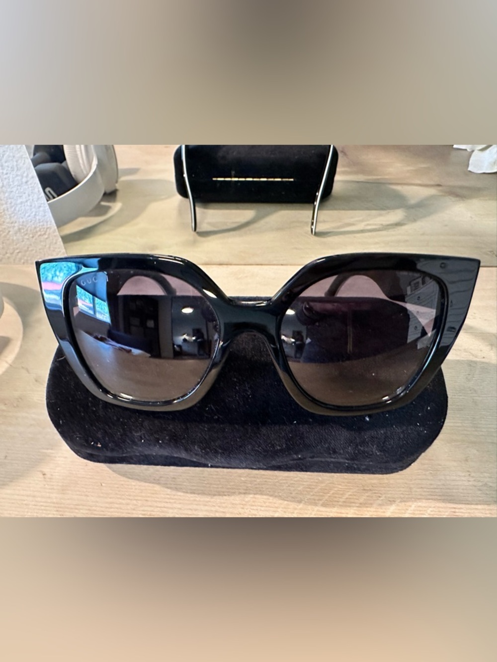 Gucci Black Oversized Cat Eye Sunglasses
